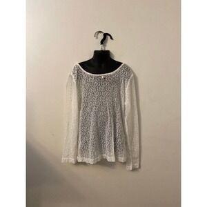 Vintage 1990s Expressions Sheer Floral Lace Long Sleeve‎ Blouse